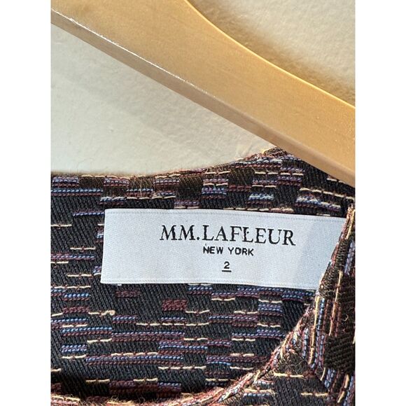 M.M. Lafleur Women's Size 2 Purple Black The Toi Dress Fit & Flare Textured - Picture 6 of 8